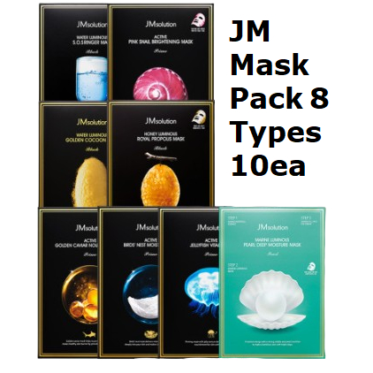 JM Solution Active Solution Mask Pack(8 ชนิด)10ea(SOS Ringer, Pink Snail, Golden Cocoon, Royal Propolis, Golden Caviar, Birdsnest, Jellyfish, Pearl)