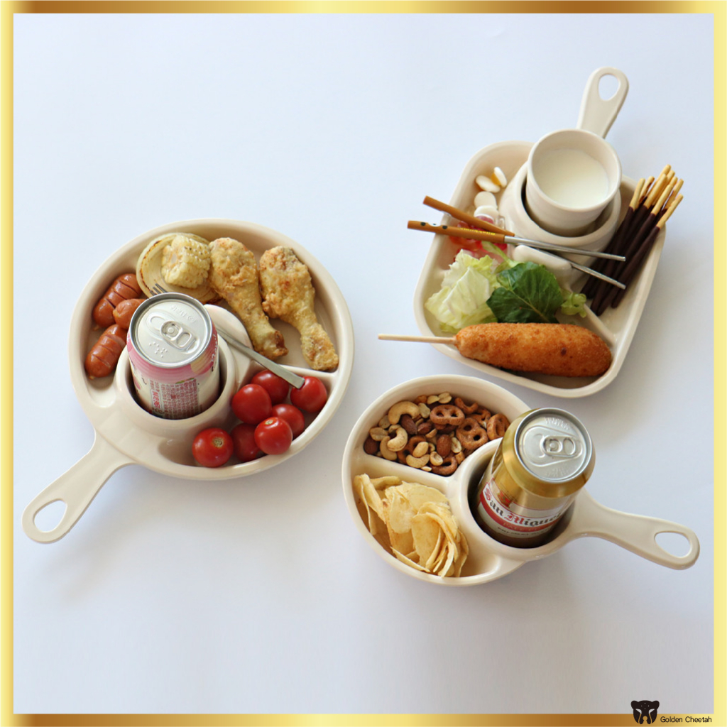 [ผลิตในเกาหลี] Livingan จานแบ่ง ขนาดเล็ก ไร้ BPA พร้อมที่วางแก้ว