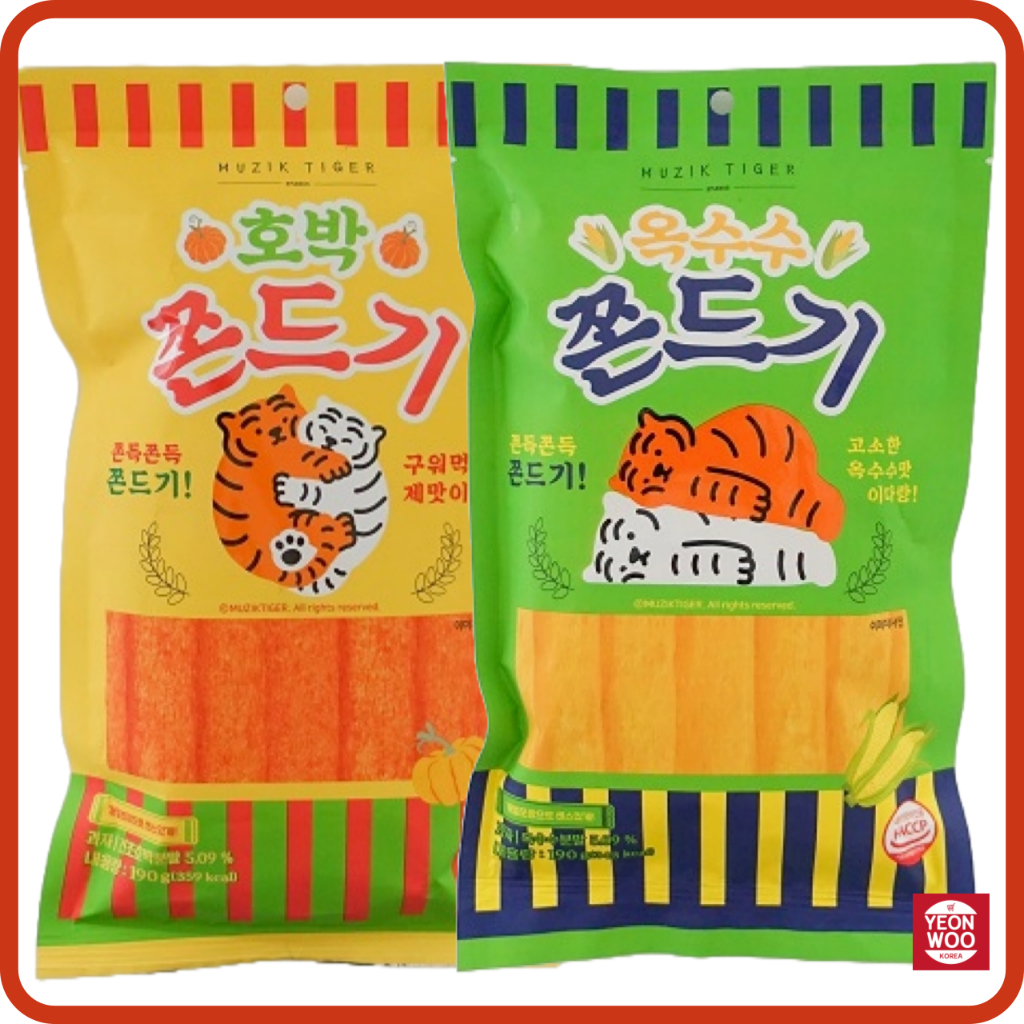 [MUZIK Tiger] รสข้าวโพดและฟักทอง Jjondeugi (Chewy Stick) 190 กรัม (9ea) จากเกาหลี