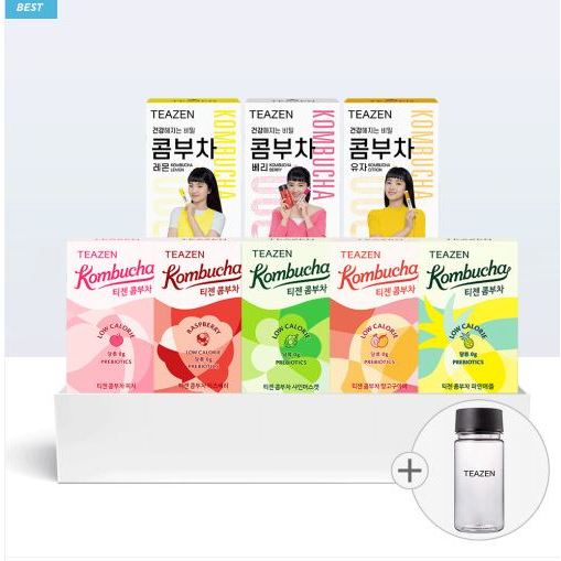 [Korea] Teazen Kombucha 10 แท่ง x 8 กล่อง คละแบบ (80 แท่ง) + ขวด eco