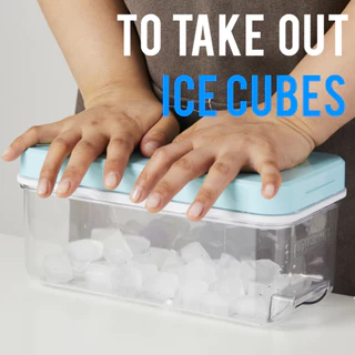 HOUSIMPLE STACKPUSH ถาดน้ำแข็ง Ice Cube Maker ซิลิโคนพร้อมฝาปิดสำหรับตู้เย็นกล่องเก็บคอนเทนเนอร์