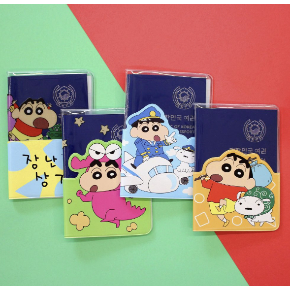 เครยอนชินจังหนังสือเดินทางปกพีวีซีใส ใส่ตั๋วเอกสาร บัตร ของขวัญวันเกิดวาเลนไทน์ น่ารัก