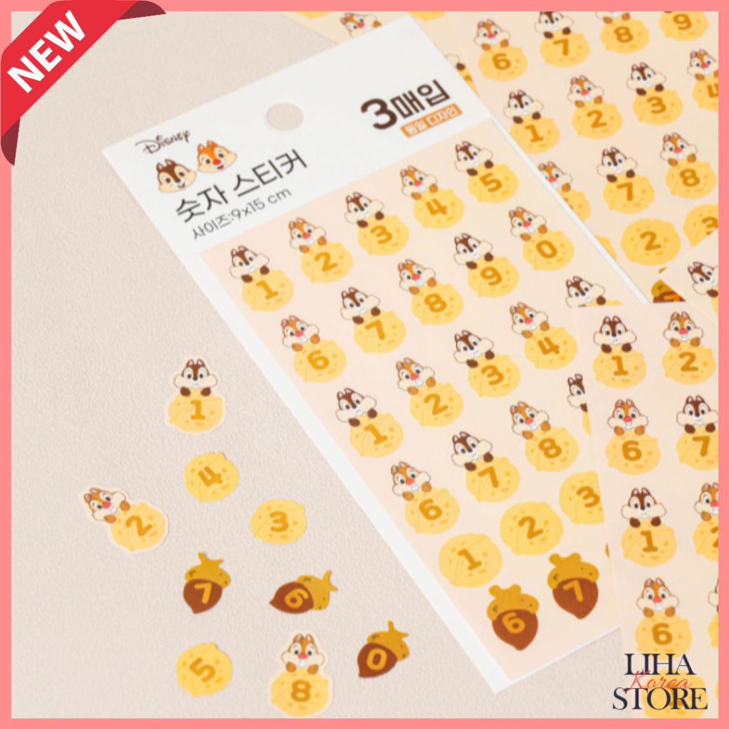 Korea Daiso Disney Chip&Dale Chip and Dale Sticker Number Sticker