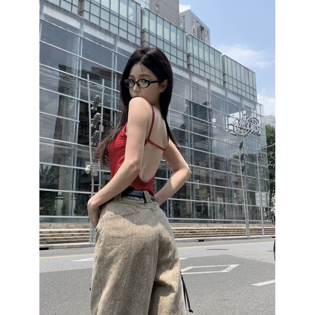 Vogue🌟พร้อมส่ง🌟 สื้อเชิ้ตทรงแถวกระดุมเดียวสุดเซ็กซี่และเก๋ไก๋ เสื้อกล้ามเซ็กซี่เปลือยหลัง (FY3318-1) - รูปที่ 7