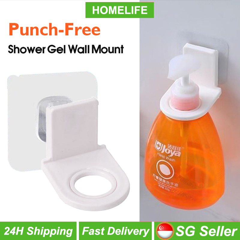 Bathroom Organizer Wall Mounted Shampoo Bottle Shelf Shower Gel Rack Liquid Soap Holder Self Adhesiv