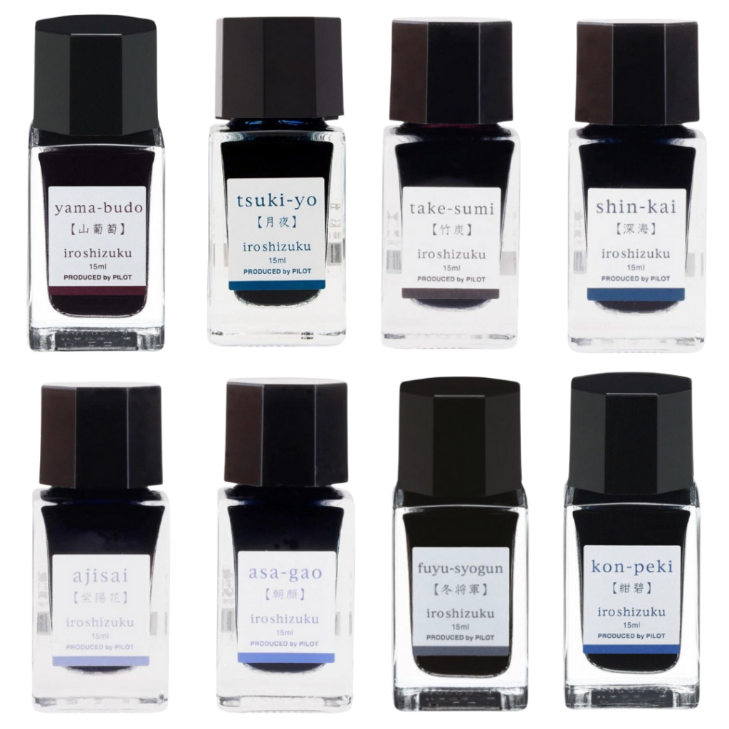 Pilot Iroshizuku 15ml Ink Bottle - Fuyu-syogun/ Ajisai/ Asa-gao/ Kon-peki/ Shin-kai/ Take-sumi/ Tsu-