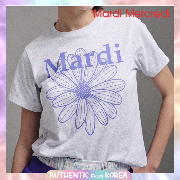 Mardi MERCREDI สําหรับผู้หญิง SLIM เสื้อยืด FLOWERMARDI_สีม่วงของเธอ