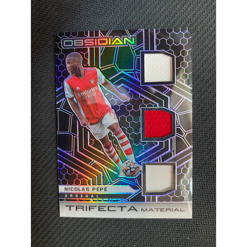 Panini Soccer Card 2021 Obsidian Nicholas Pepe Arsenal Trifecta Material Patch /75