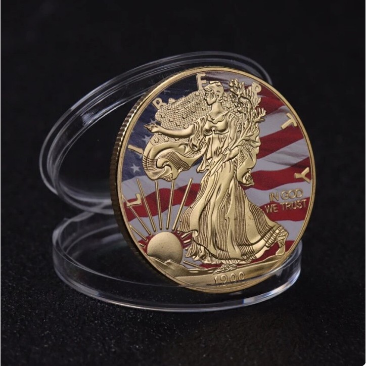 รูปปั้นเหรียญที่ระลึกจําลอง Liberty USA เหรียญโลหะของขวัญ 1900