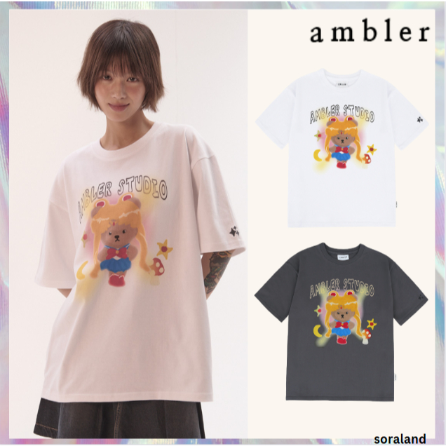 [คนเดินเตร่] เสื้อยืดแขนสั้นปักลายหมีกะลาสี ไม่จํากัดเพศ เช่น1208 2 สี