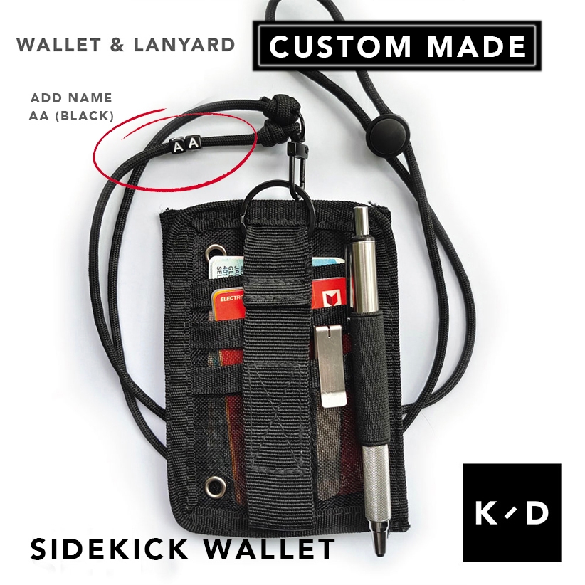 CUSTOMISE SIDEKICK ยุทธวิธีผู้ถือบัตร Velcro ปรับคอ Lanyard และ ezlink EDC กระเป๋าสตางค์กระเป๋าทนทาน