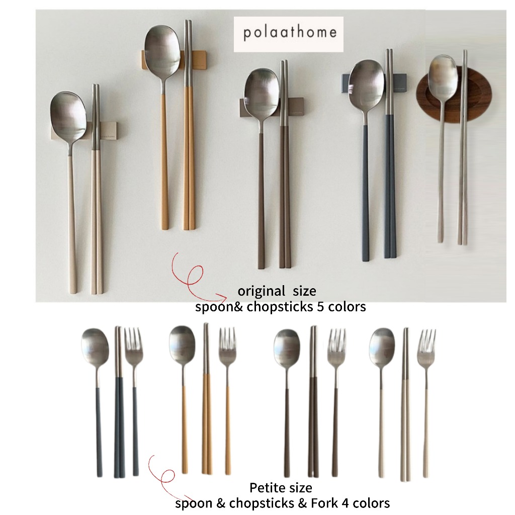 [Polaathome] Made in korea macaroon cutlery 2p/set , 3p/set  (spoon,Chopsticks, fork) / ส่งจากเกาหลี✈️🇰🇷