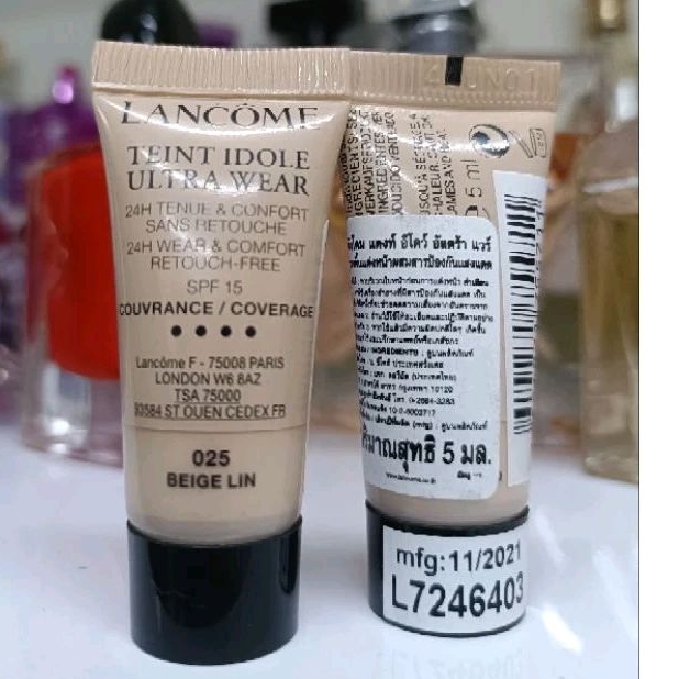 025 Beige Lin ของแท้ 100 % หลอด 5ml LANCOME TEINT IDOLE ULTRA WEAR FOUNDATION รองพื้น เนื้อแมท ลังโคม ควบคุมความมัน