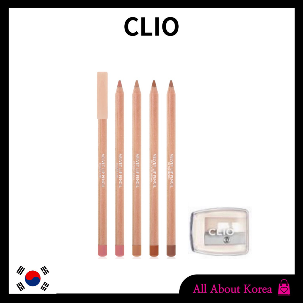 [CLIO]Velvet Lip Pencil+Sharpner 6colors, Velvet Lip Pencil +Sharpner 6 สี