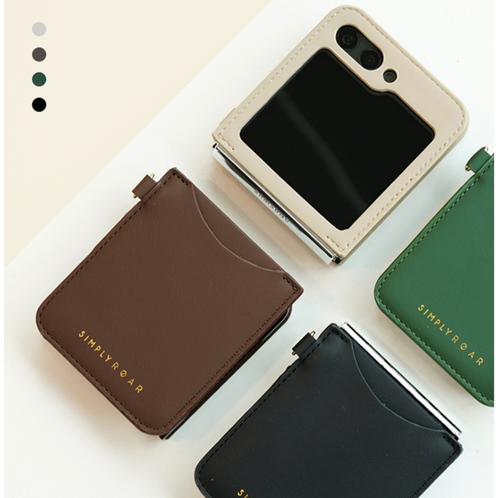 🇰🇷 Galaxy Z Flip 6 / 5 / 4 Card Phone Case  Korean 4 Color Simple Leather Wallet Samsung
