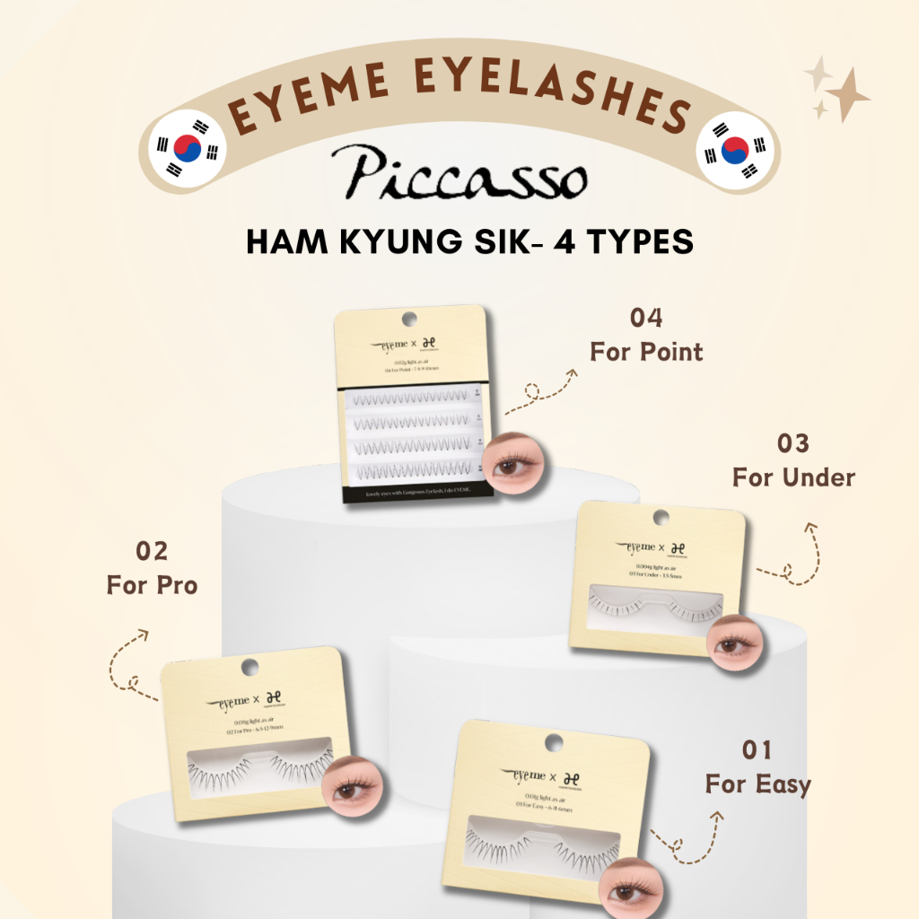 [PICCASSO Eyeme] (🇰🇷เกาหลี เกาหลี #1 Make-up Brand) Eyelash 4 Types [Eyeme x Han Kyung Sik] pro edition