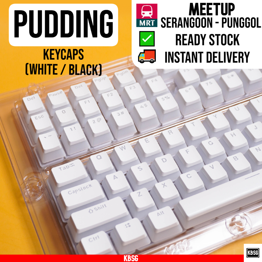 Pudding Keycaps สีขาว / สีดําสําหรับคีย์บอร์ดเชิงกล