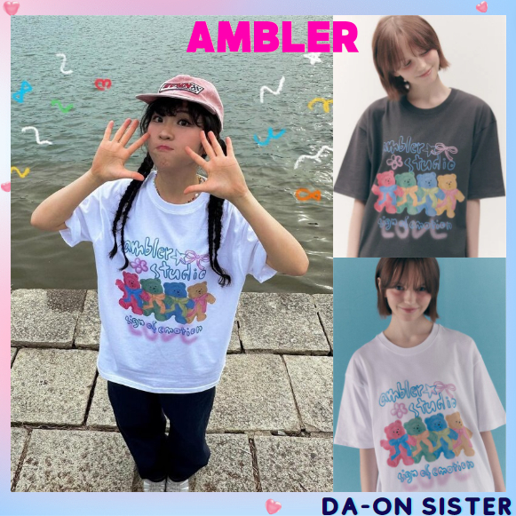 [ Ambler ] เสื ้ อยืดสี ่ อารมณ ์ Over fit AS1113 (2color🚚 เกาหลีแท ้ 100 %