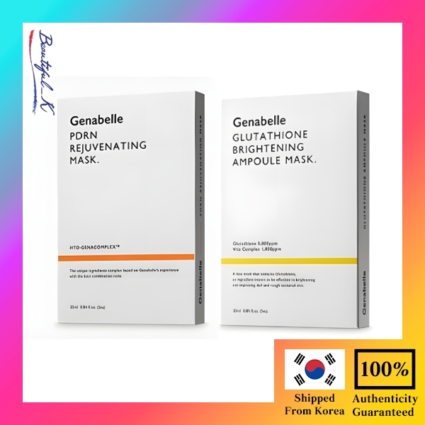 Genabelle Glutathione Brightening Ampoule mask pack, PDRN มาส์กปลาแซลมอน 5 ชิ้น