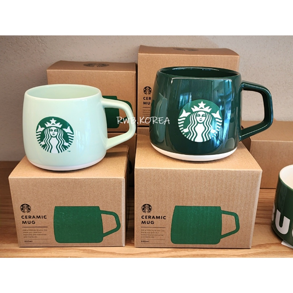 【พร้อมส่ง】2024 แก้วสตาร์บัคส์เกาหลี Starbucks Korea Siren classic Mint mug 237ml/ Green mug 355ml