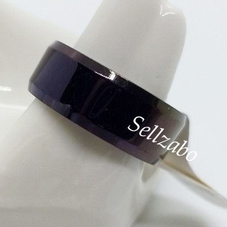 แหวนเหล็กไทเทเนียมสีดําล้วน US ขนาด 8/9/10 เงินอุปกรณ์เสริม Aksesori สีดํา Cincin Guys Mens คู่ Viu