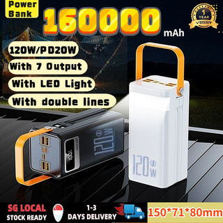 Camping Mobile Powerbank 160000mAh 120W Super Fast Charge With 2 Cable Power Bank LED Display Big Battery Fast Charging