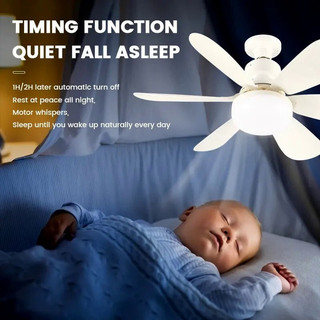 E27 Ceiling Fan With LED Fan Light 6 Blades Small Ceiling Cooling Electric Fan Lamp Remote Control