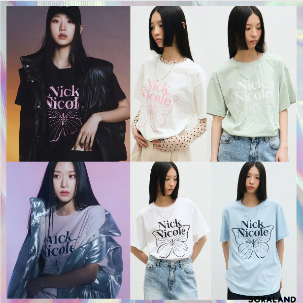 [NICK & Nicole ] เสื ้ อยืดแขนสั ้ นผู ้ หญิง BIG BUTTERFLY sleeve TOP 15 สี