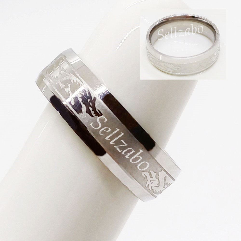 แหวนเหล็กไทเทเนียม龙มังกร US ขนาด 8/9/10 เงินอุปกรณ์เสริม Aksesori Perak Cincin นาค Guys Mens Boys Le