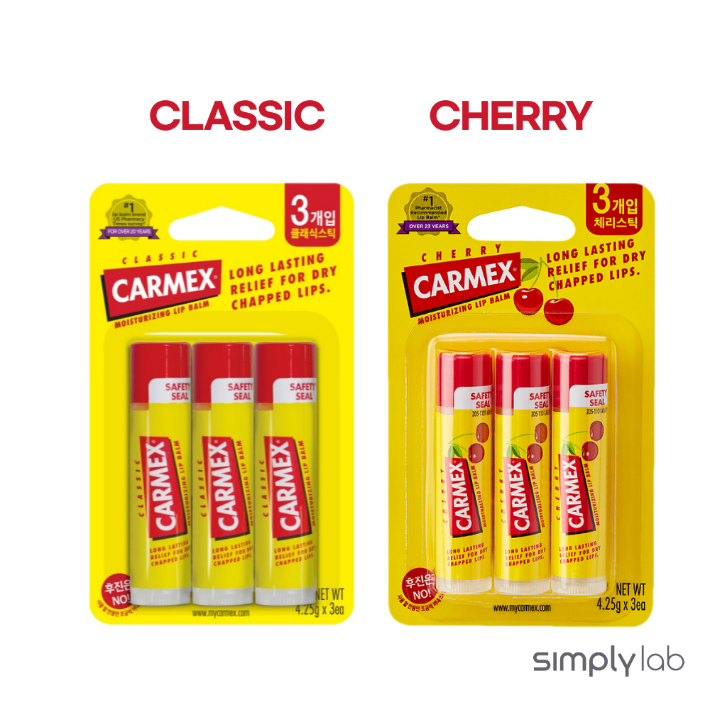 Carmex, Moisturizing Lip Balm คาร์เม็กซ์ ลิปบาล์มแบบแท่ง Classic / Cherry, 4.25 g, 3ea SET
