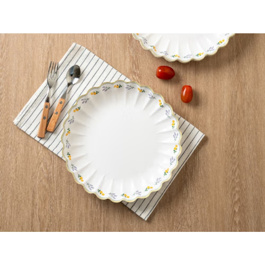 [Daiso Korea]charming Floral Paper Plates – 26.5cm (6-Pack)