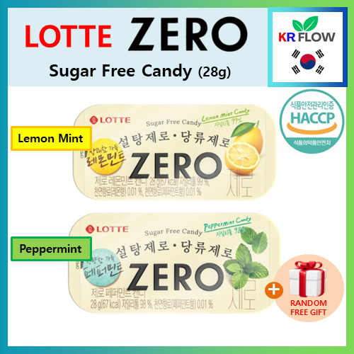 [ล็อตเต้] ลูกอมปราศจากน้ําตาล ZERO (28g) + ของแถมฟรีแบบสุ่ม / ลูกอมเกาหลี