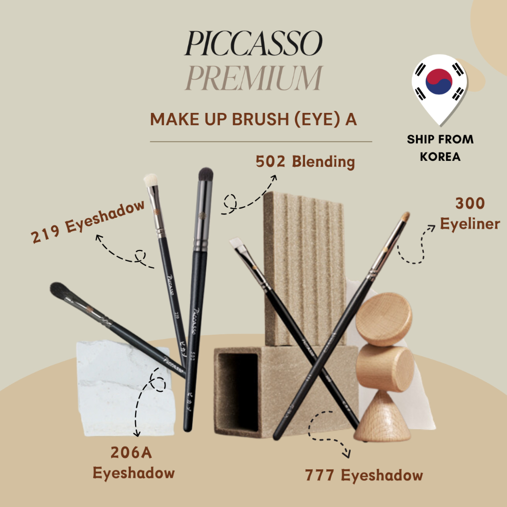 [PICCASSO Premium] แปรงแต่งหน้า (ตา / คิ้ว, อายไลเนอร์, อายแชโดว์) A, 20 แบบ