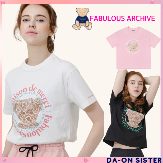 [ Fabulous ARCHIVE ] เสื้อยืดครอป ลายหมี ผ่อนคลาย 12 สี สําหรับผู้หญิง