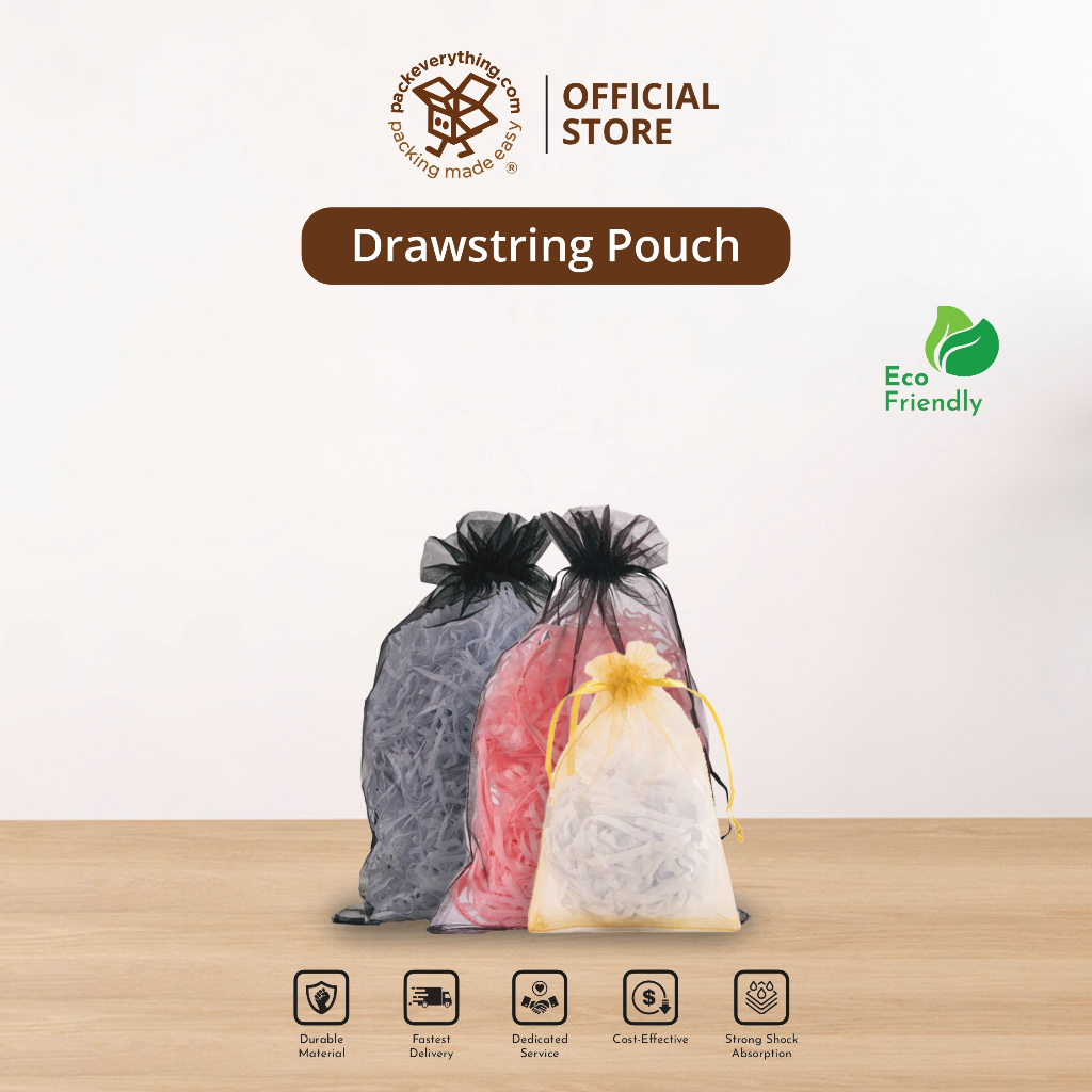 PACKEVERYTING Drawstring Pouch Jewelry Pouch Small Bag Canvas Pouch Organza Drawstring Bag