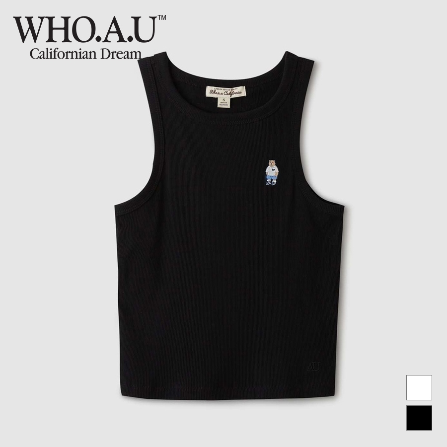 [WHO.A.U ] แขนกุด Steve Ribbed Crop [B ] | Whrne2564f