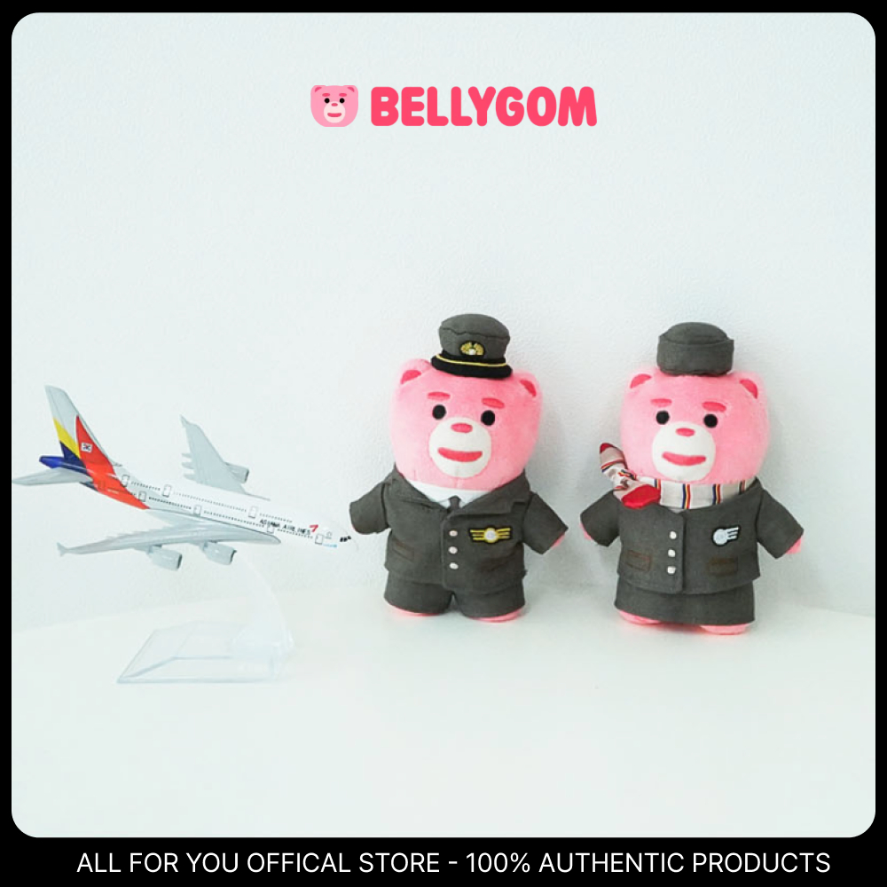 [BELLYGOM X ASIANA Airlines] พวงกุญแจตุ๊กตาหมีสีชมพู / กัปตัน / แอร์โฮสเตส