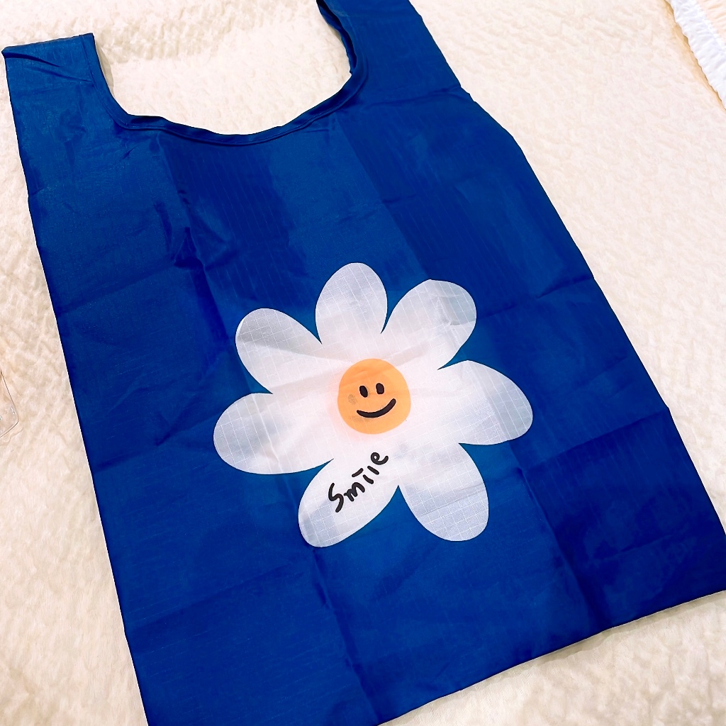 [MODERN House ] Small Size Handy Reusable Market Bag - Smile Daisy Blue