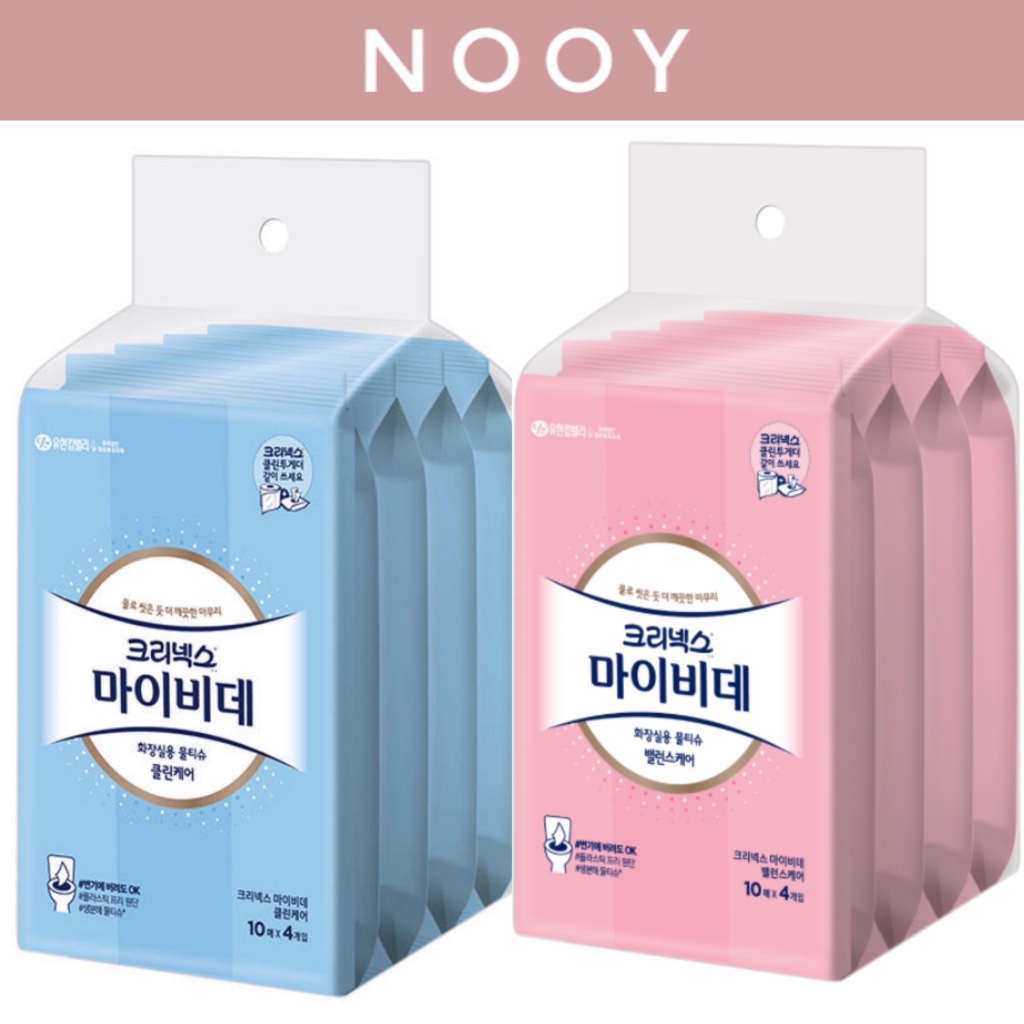 [คลีเน็กซ์] My Bidet Flushable Toilet Wet Wipes Tissue Portable 10Sheeps 4ea 2Types (Clean Care/Bala