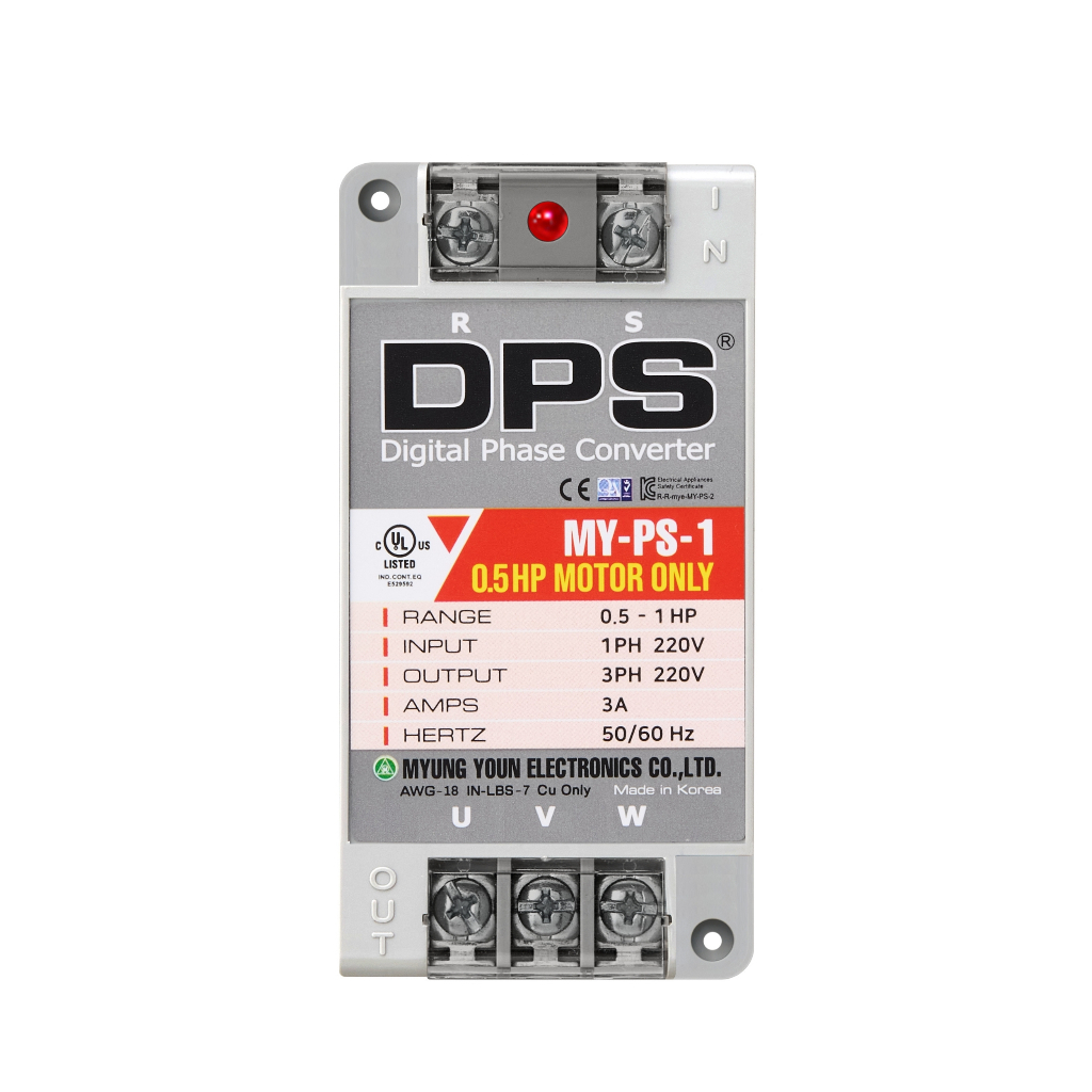ตัวแปลง DPS Single to 3 Phase รุ่น MY-PS-1 ใช้สําหรับมอเตอร์ 0.5HP(0.4kW) 1.5A 220V 3 เฟส