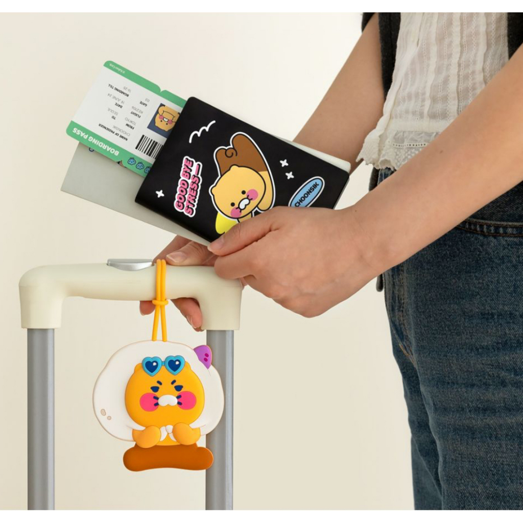 [KAKAO Friends] ผ้าคลุมหนังสือเดินทาง Choonsik และแท็กกระเป๋าเดินทาง ที่ใส่หนังสือเดินทางสําหรับเดินทาง ID