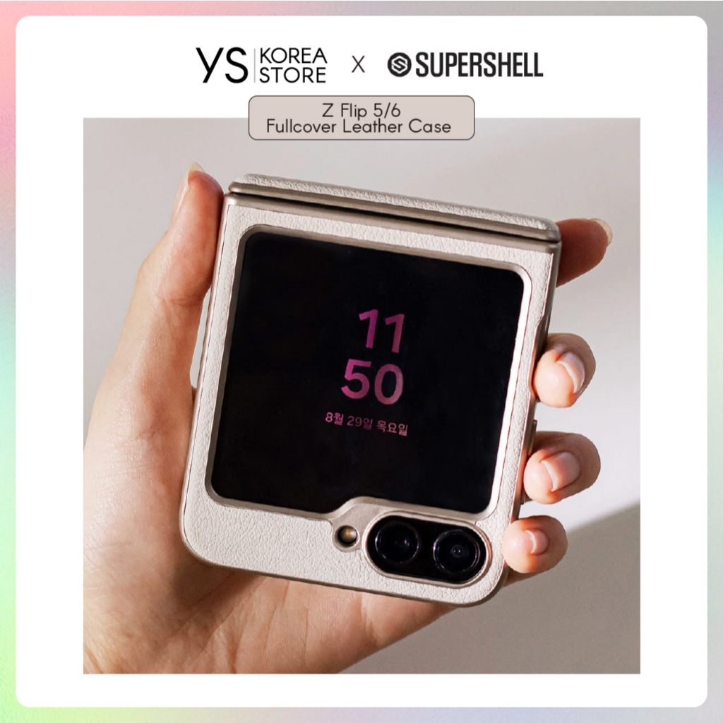 Supershell Z Flip5/6 Flip Fullcover Leather Case เกาหลี