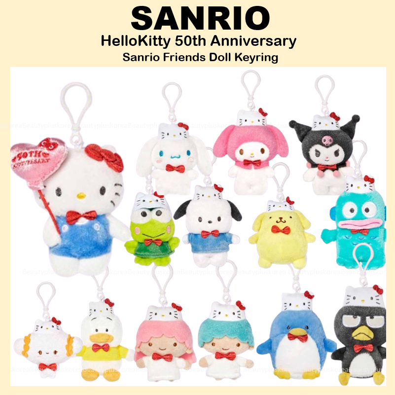 [Sanrio] พวงกุญแจตุ๊กตา Hello Kitty ครบรอบ 50 ปี สําหรับห้อยกระเป๋า (BAD BADTZ-MARU TUXEDOSAM AHIRUNOPEKKLE KEROKEROKEROPPI HANGYODON Kitty Kuromi)