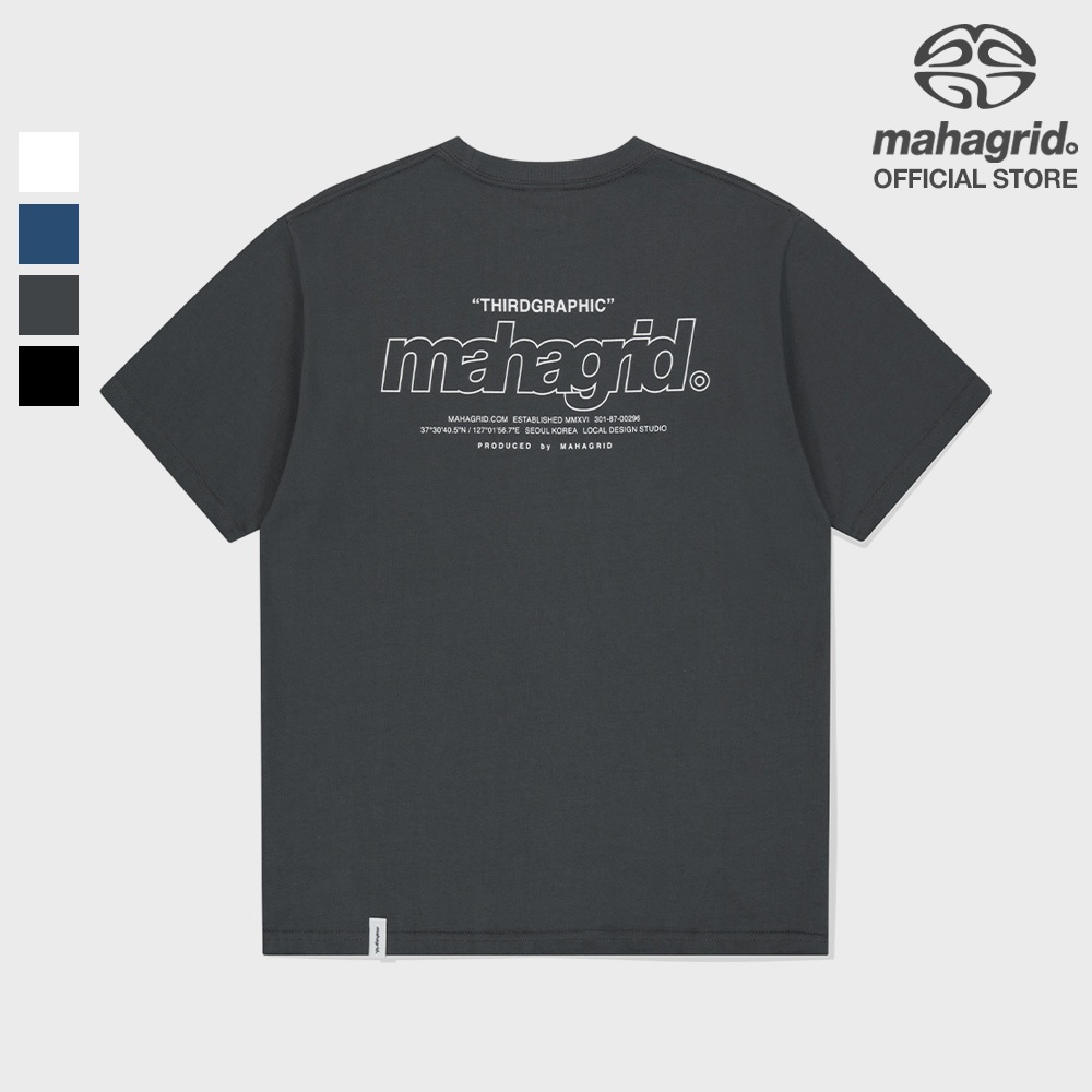 [MAHAGRID] BACK THIRD LOGO TEE_Unisex_สไตล์เกาหลี