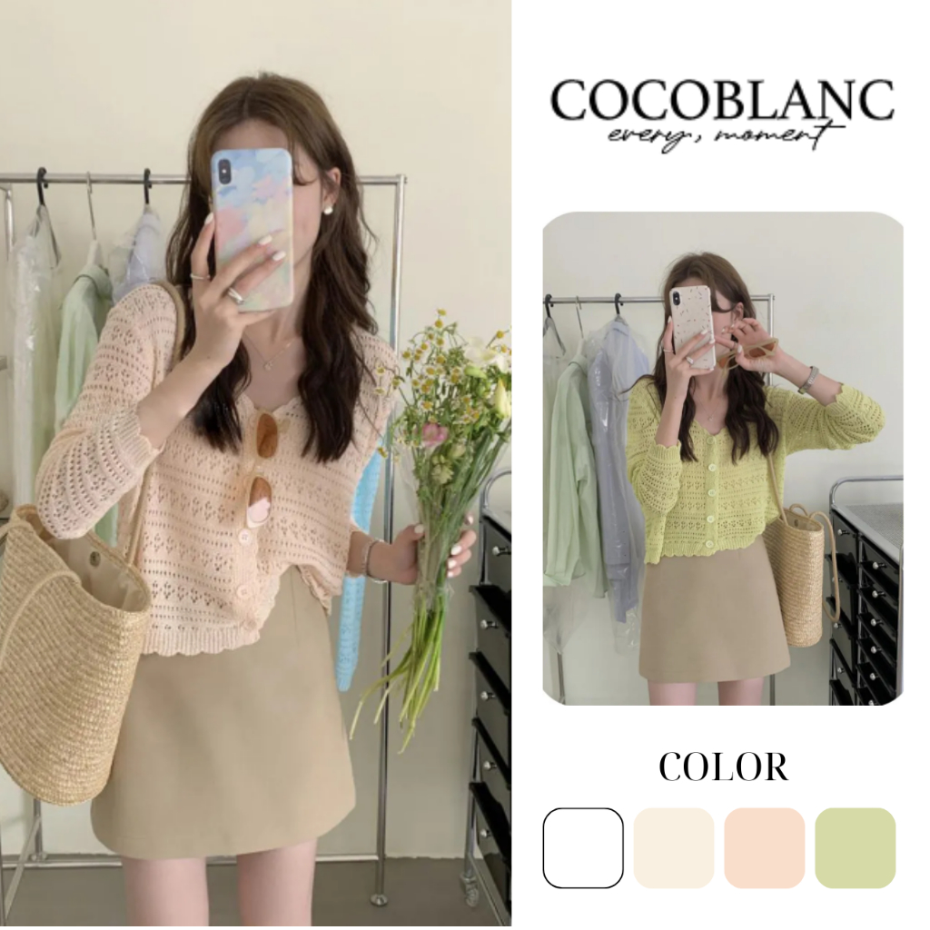 [COCOBLANC ] เสื ้ อสเวตเตอร ์ ถักผ ้ าพันคอ Muel _CC68
