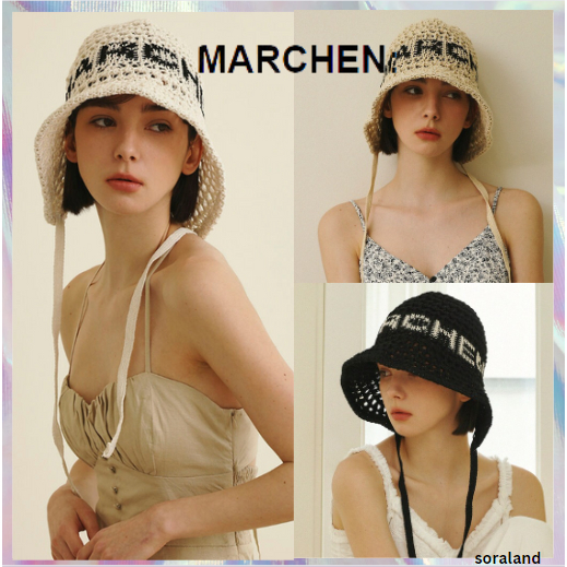 [MARCHEN] สายรัดหมวกถักโลโก้ 3 สี