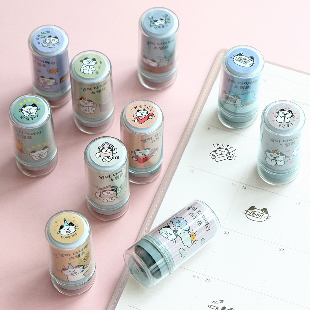 Iconic Meow Pre-Inked Stamp ไดอารี่ตกแต่ง scarpbooking planner journal K-Pop CUTE เครื่องเขียน