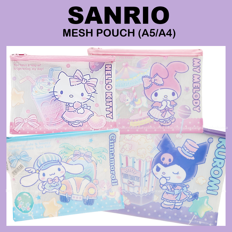 [SANRIO] Mesh POUCH A5 A4 (มายเมโลดี้ คุโรมิ คิตตี้ ซินนามอนโรล)