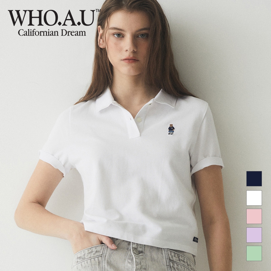 [WHO.A.U] เสื้อยืดครอป คอปก | WHHAE2421F / WHHAE3721F