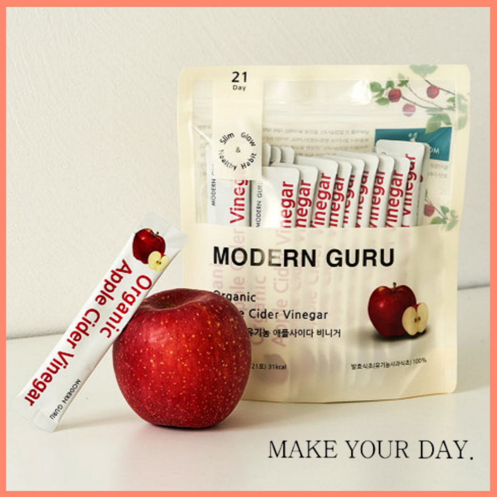 [Modern Guru] Organic apple cider vinegar 15ml x 21P เครื่องดื่มน้ําส้มสายชูหมักจากแอปเปิ้ล น้ำส้มสา